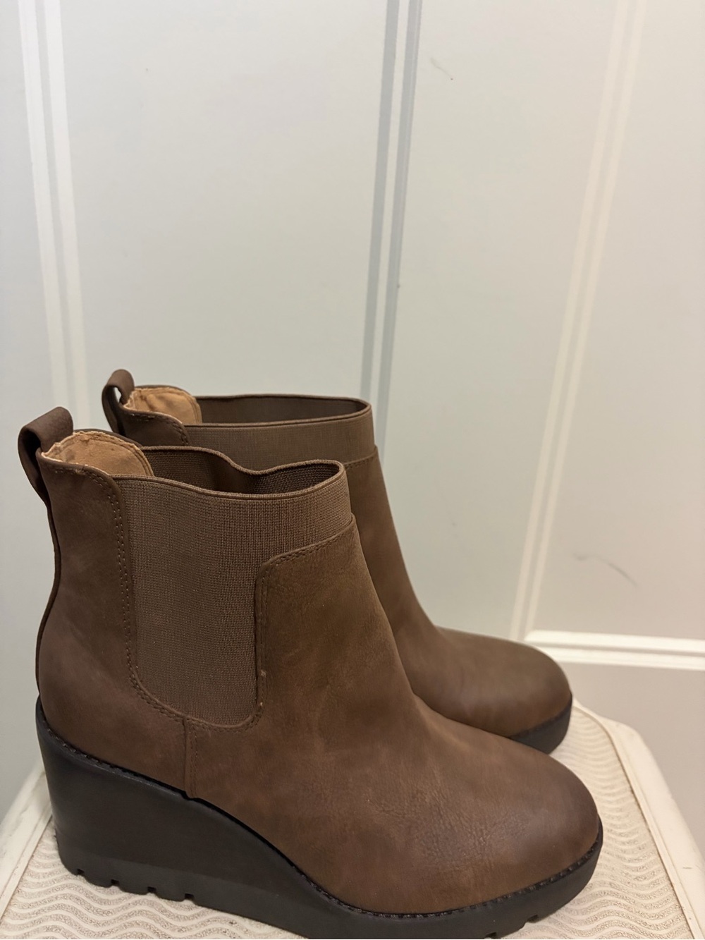Crown Vintage Brown Wedge Booties